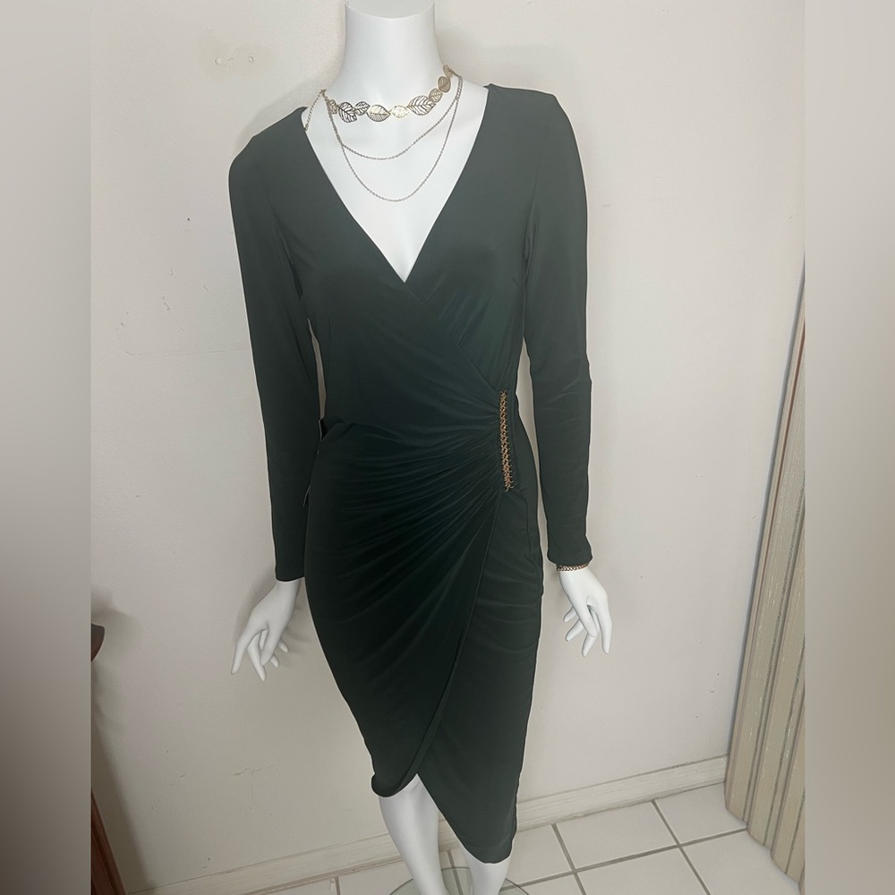 Bebe Dress Forest Green Midi Dress Special Occasion Size Small New with Tags